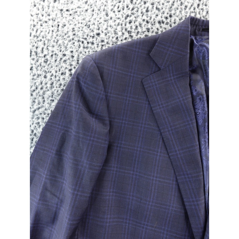 Bespoke 44 L Loro Piana " 4 Seasons " Super 130's Navy Blue Double Windowpane - Picture 2 of 16